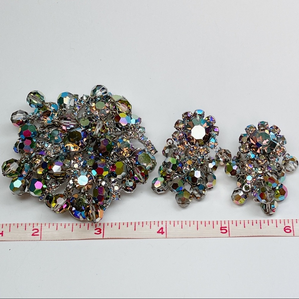 Vintage D&E Juliana Rhinestone Brooch & Earrings